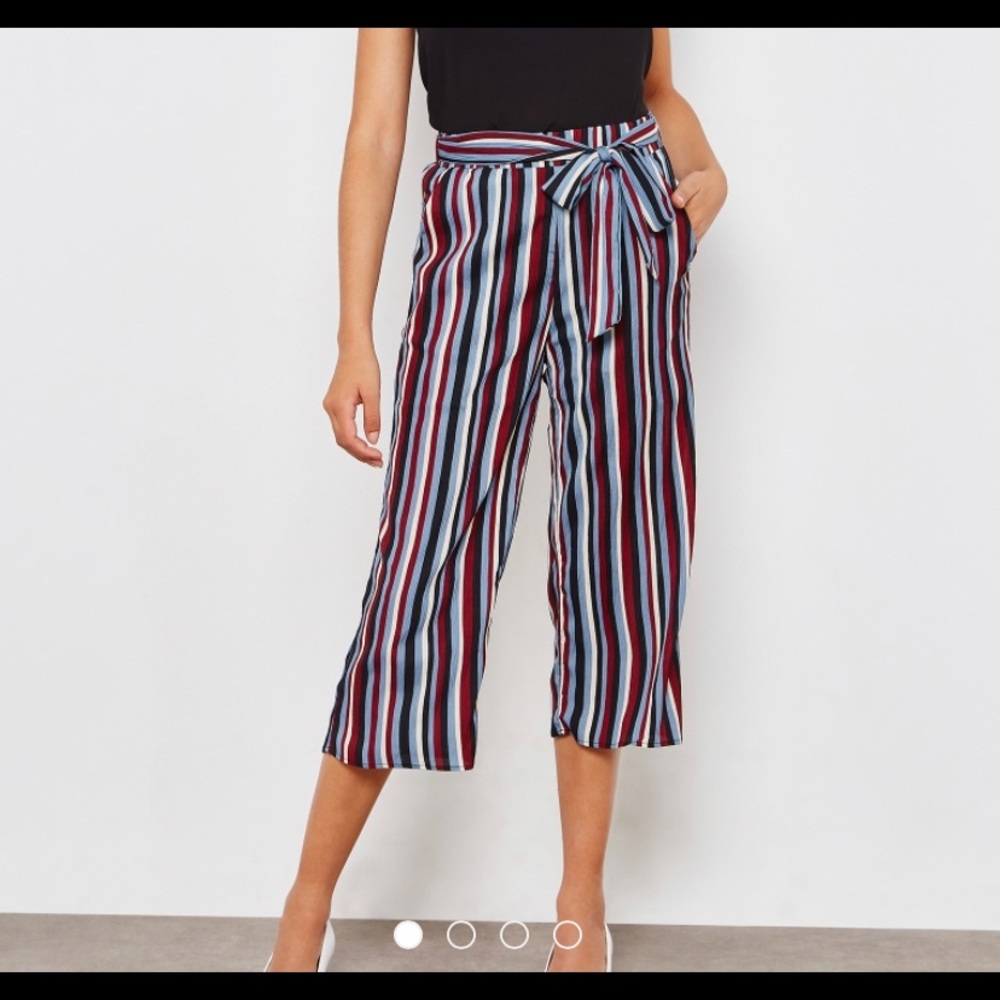 Lumière Tie Side Striped Wide Pants
